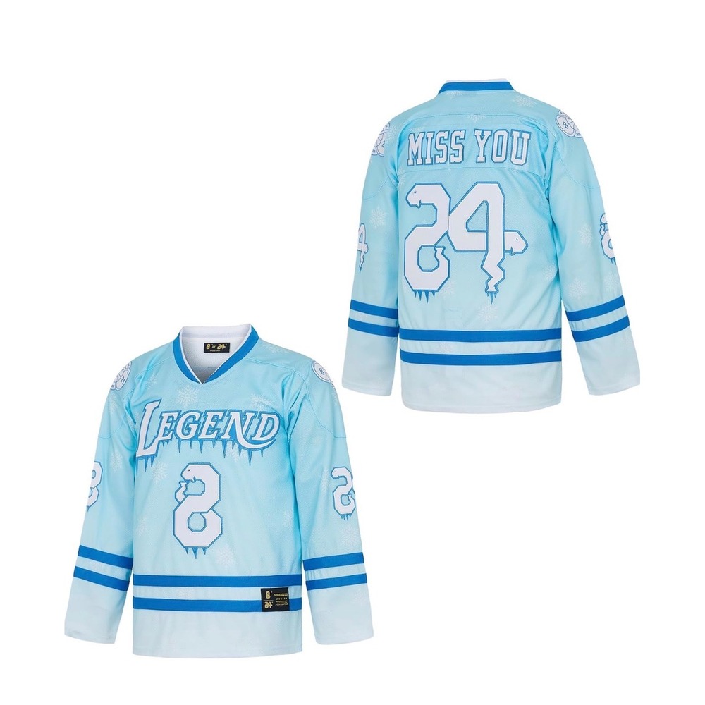 8/24 Legends Never Die Kobe Bryant Tribute Hockey Jersey Blue‎ XL Miss You 24 8